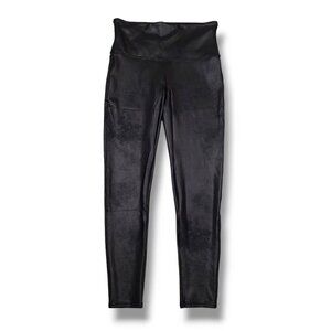 Spanx‎ Faux Leather Leggings Womens Medium Black High Waist Pull On